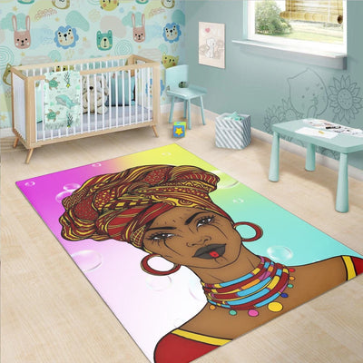 Colors and Bubbles Background Beautiful African Woman Rug Gifts 5
