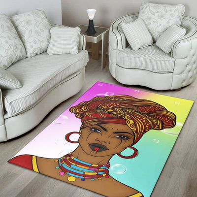 Colors and Bubbles Background Beautiful African Woman Rug Gifts 5