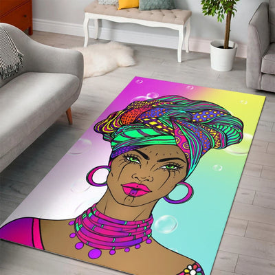 Colors and Bubbles Background Beautiful African Woman Rug Gifts 4