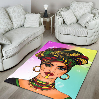Colors and Bubbles Background Beautiful African Woman Rug Gifts 3