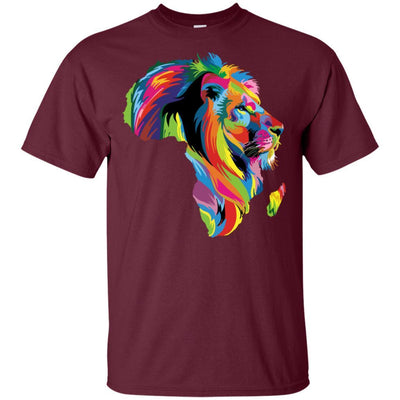 BigProStore Colorful Lion T-Shirt African American Clothing For Melanin King Queen G200 Gildan Ultra Cotton T-Shirt / Maroon / S T-shirt