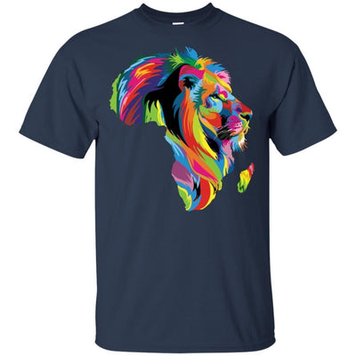 BigProStore Colorful Lion T-Shirt African American Clothing For Melanin King Queen G200 Gildan Ultra Cotton T-Shirt / Navy / S T-shirt