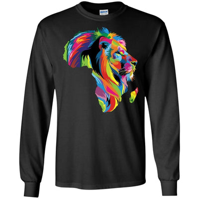 BigProStore Colorful Lion T-Shirt African American Clothing For Melanin King Queen G240 Gildan LS Ultra Cotton T-Shirt / Black / S T-shirt