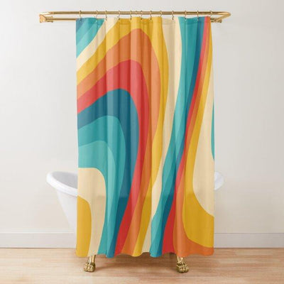 BigProStore Pastel Rainbow Print Shower Curtains Colorful Rainbow Polyester Waterproof Home Bath Decor 3 Sizes Rainbow Shower Curtain / Small (165x180cm | 65x72in) Rainbow Shower Curtain