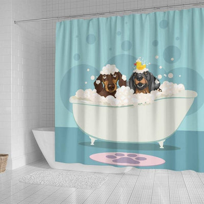 BigProStore Dachshund Shower Curtain Dachshund In Bathtub Small Bathroom Decor Ideas Dachshund Gift Ideas Dachshund Shower Curtain