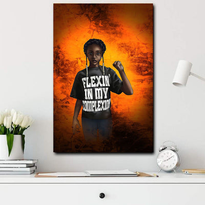 BigProStore African American Art Canvass Dark Skin Girl Flexin' In My Complexion African Room Decor Canvas / 8" x 12" Canvas