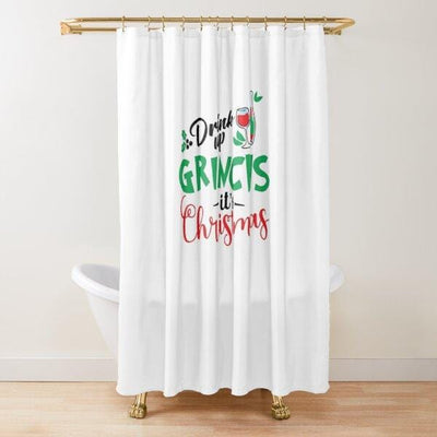 BigProStore Mr Grinch Shower Curtain Drink Up Grinch Shower Curtain Polyester Waterproof Bathroom Accessories 3 Sizes Grinch Shower Curtain / Small (165x180cm | 65x72in) Grinch Shower Curtain