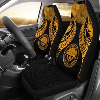 BigProStore Federated States Of Micronesia Polynesian Car Seat Covers Pride Seal And Hibiscus Gold BPS39 Set Of 2 / Universal Fit / Gold CAR SEAT COVERS