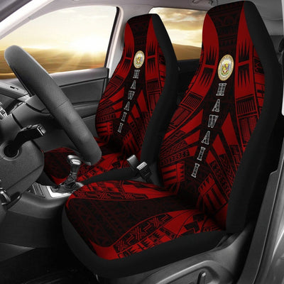 BigProStore Hawaii Car Seat Covers - Hawaii Seal Polynesian Tattoo Red BPS09 Set Of 2 / Universal Fit / Red CAR SEAT COVERS