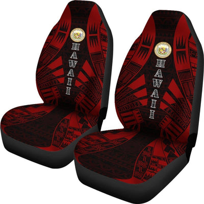 BigProStore Hawaii Car Seat Covers - Hawaii Seal Polynesian Tattoo Red BPS09 Set Of 2 / Universal Fit / Red CAR SEAT COVERS