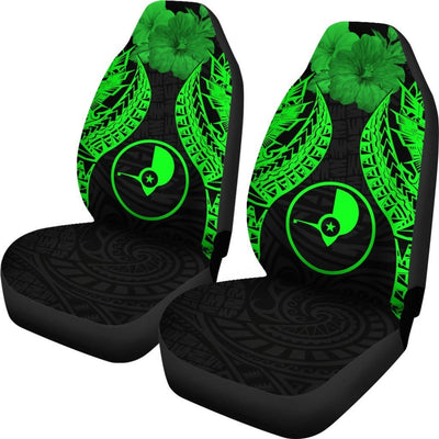 BigProStore Yap Polynesian Car Seat Covers Pride Seal And Hibiscus Green BPS39 Set Of 2 / Universal Fit / Green CAR SEAT COVERS