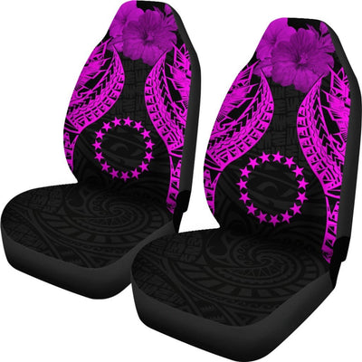 BigProStore Cook islands Polynesian Car Seat Covers Pride Seal And Hibiscus Pink BPS39 Set Of 2 / Universal Fit / Pink CAR SEAT COVERS