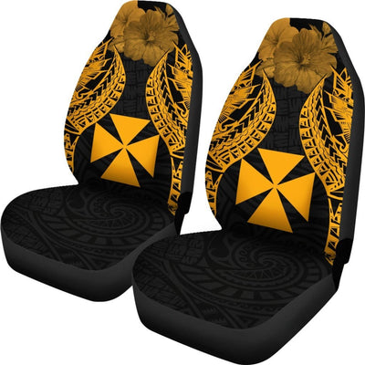 BigProStore Wallis And Futuna Polynesian Car Seat Covers Pride Seal And Hibiscus Gold BPS39 Set Of 2 / Universal Fit / Gold CAR SEAT COVERS
