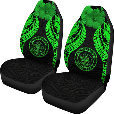 BigProStore Palau Polynesian Car Seat Covers Pride Seal And Hibiscus Green BPS39 Set Of 2 / Universal Fit / Green CAR SEAT COVERS
