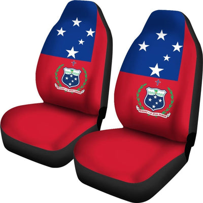 BigProStore Samoa Car Seat Cover - Samoa Flag Coat Of Arms BPS5 1ST Set Of 2 / Universal Fit / Black CAR SEAT COVERS