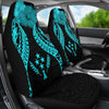 BigProStore Kosrae Polynesian Car Seat Covers Pride Seal And Hibiscus Neon Blue BPS39 Set Of 2 / Universal Fit / Blue CAR SEAT COVERS