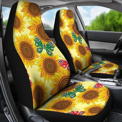 BigProStore Beautiful Sunflower Car Seat Covers Sunflowers Butterflies Pattern Print Universal Car Seat Covers Protector Set Of 2 Universal Fit (Set of 2 Car Seat Covers) Car Seat Covers