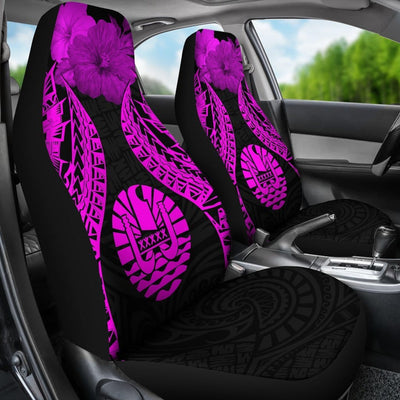 BigProStore Tahiti Polynesian Car Seat Covers Pride Seal And Hibiscus Pink BPS39 Set Of 2 / Universal Fit / Pink CAR SEAT COVERS