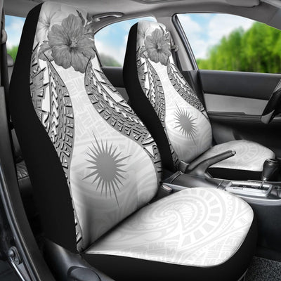 BigProStore Marshall Islands Polynesian Car Seat Covers Pride Seal And Hibiscus White BPS39 Set Of 2 / Universal Fit / White CAR SEAT COVERS