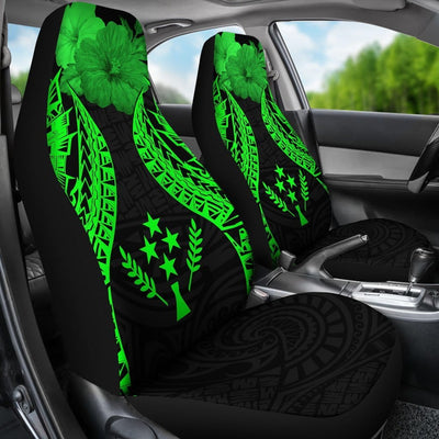 BigProStore Kosrae Polynesian Car Seat Covers Pride Seal And Hibiscus Green BPS39 Set Of 2 / Universal Fit / Green CAR SEAT COVERS