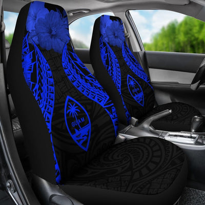 BigProStore Guam Polynesian Car Seat Covers Pride Seal And Hibiscus Blue BPS39 Set Of 2 / Universal Fit / Blue CAR SEAT COVERS