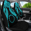 BigProStore Cook islands Polynesian Car Seat Covers Pride Seal And Hibiscus Neon Blue BPS39 Set Of 2 / Universal Fit / Blue CAR SEAT COVERS