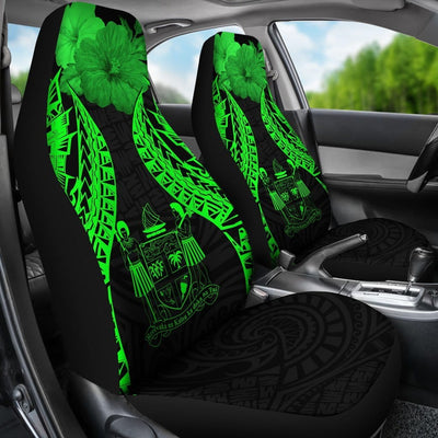 BigProStore Fiji Polynesian Car Seat Covers Pride Seal And Hibiscus Green BPS39 Set Of 2 / Universal Fit / Green CAR SEAT COVERS