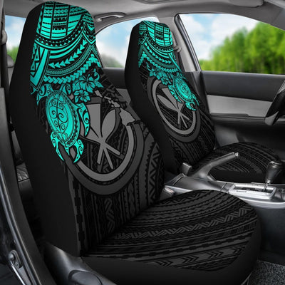 BigProStore Hawaii Polynesian Car Seat Covers BPSanaka Maoli Turquoise Turtle Hibiscus BPS15 Set Of 2 / Universal Fit / BLUE CAR SEAT COVERS