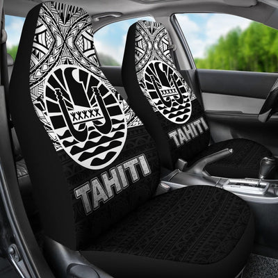 BigProStore Tahiti Car Seat Covers - Tahiti Flag Black Version BPS01 Set Of 2 / Universal Fit / Black CAR SEAT COVERS