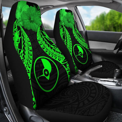 BigProStore Yap Polynesian Car Seat Covers Pride Seal And Hibiscus Green BPS39 Set Of 2 / Universal Fit / Green CAR SEAT COVERS