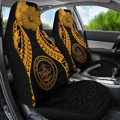 BigProStore Palau Polynesian Car Seat Covers Pride Seal And Hibiscus Gold BPS39 Set Of 2 / Universal Fit / Gold CAR SEAT COVERS