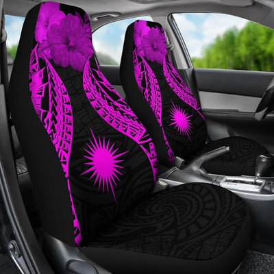 BigProStore Marshall Islands Polynesian Car Seat Covers Pride Seal And Hibiscus Pink BPS39 Set Of 2 / Universal Fit / Pink CAR SEAT COVERS