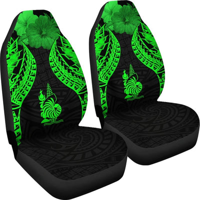 BigProStore New Caledonia Polynesian Car Seat Covers Pride Seal And Hibiscus Green BPS39 Set Of 2 / Universal Fit / Green CAR SEAT COVERS
