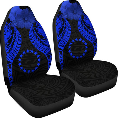 BigProStore Cook islands Polynesian Car Seat Covers Pride Seal And Hibiscus Blue BPS39 Set Of 2 / Universal Fit / Blue CAR SEAT COVERS