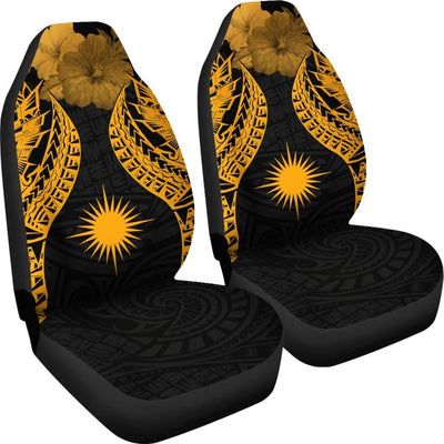 BigProStore Marshall Islands Polynesian Car Seat Covers Pride Seal And Hibiscus Gold BPS39 Set Of 2 / Universal Fit / Gold CAR SEAT COVERS
