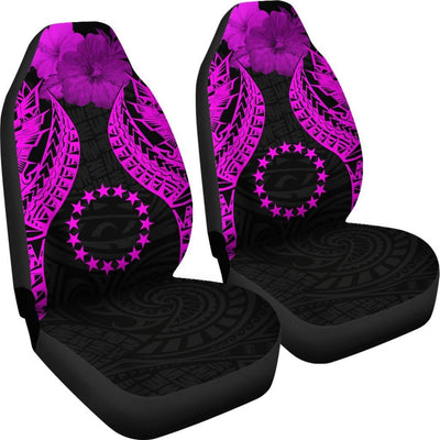 BigProStore Cook islands Polynesian Car Seat Covers Pride Seal And Hibiscus Pink BPS39 Set Of 2 / Universal Fit / Pink CAR SEAT COVERS