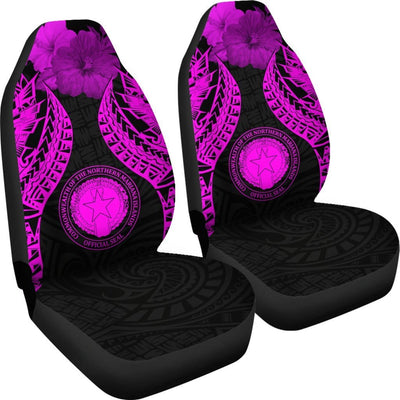 BigProStore Northern Mariana Islands Polynesian Car Seat Covers Pride Seal And Hibiscus Pink BPS39 Set Of 2 / Universal Fit / Pink CAR SEAT COVERS