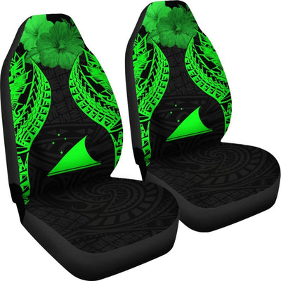 BigProStore Tokelau Polynesian Car Seat Covers Pride Seal And Hibiscus Green BPS39 Set Of 2 / Universal Fit / Green CAR SEAT COVERS