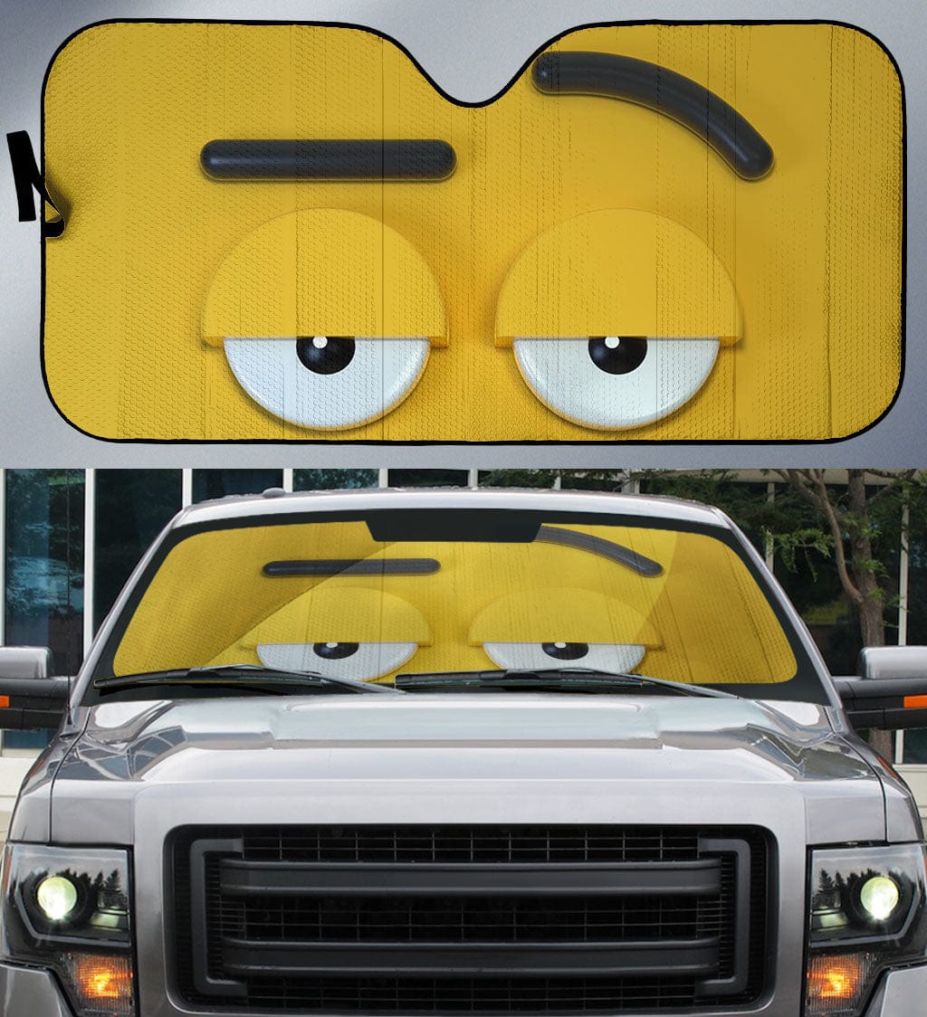Cartoon Sleepy Eyes Yellow Car Sun Shade Funny Eyes Custom Car Windshi –  BigProStore