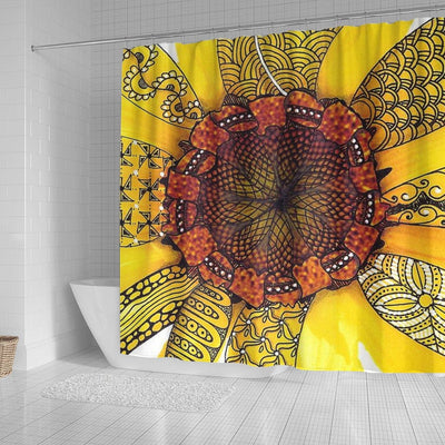BigProStore Sunny Flower Shower Curtains Giant Sunflower Bathroom Decor Sunflower Shower Curtain / Small (165x180cm | 65x72in) Sunflower Shower Curtain