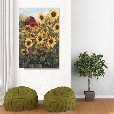 BigProStore Sunflower Art Canvas Golden Bright Sunflowers Designs Canvas / 32" x 48" Canvas