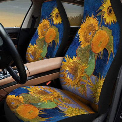 BigProStore Sunflower Car Seat Covers Golden Shine Sunflower Car Seat Protector Universal Fit (Set of 2 Car Seat Covers Car Seat Cover