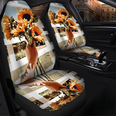 BigProStore Sunflower Car Seat Covers Happiness Beauty Yellow Sunflower Autozone Seat Covers Universal Fit (Set of 2 Car Seat Covers Car Seat Cover