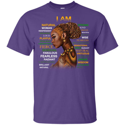 I Am Natural Women T-Shirt African Clothing Melanin Poppin Afro Girl BigProStore
