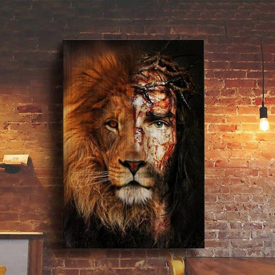 BigProStore Lion Of Judah Canvas Art Jesus And The Lion Wall Art Home Decor Lion Of Judah