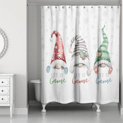BigProStore Christmas Gnome Shower Curtain Let It Gnome Polyester Shower Curtain Waterproof Bathroom Curtain 3 Sizes Gnome Shower Curtain / Small (165x180cm | 65x72in) Gnome Shower Curtain