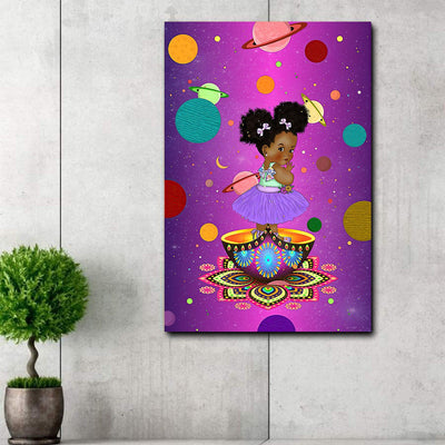 BigProStore African American Motivational Canvass Melanin Girl Cartoon Chibi African Home Decor Canvas