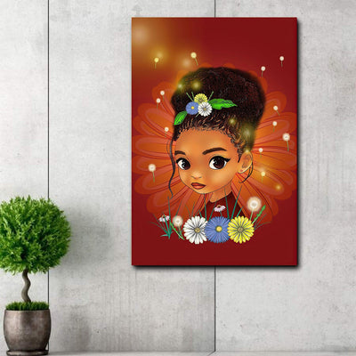 BigProStore Melanin Canvas Melanin Little Princess Afro Empowerment Print Canvas Canvas