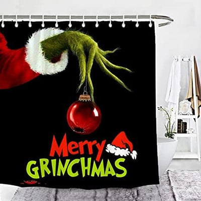 BigProStore Mr Grinch Shower Curtain Merry Christmas Shower Curtain Polyester Waterproof Home Bath Decor 3 Sizes Grinch Shower Curtain / Small (165x180cm | 65x72in) Grinch Shower Curtain