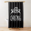 BigProStore Christmas Decorations Shower Curtain Merry Christmas Black Polyester Water Proof Material Home Bath Decor 3 Sizes Christmas Shower Curtain / Small (165x180cm | 65x72in) Christmas Shower Curtain